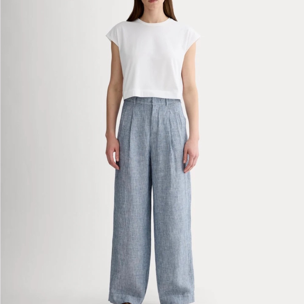 Everlane Women’s Blue Striped Linen Pants